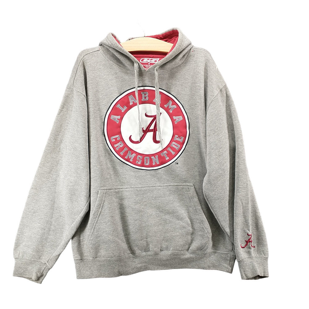 E5 Men's Alabama Crimson Tide Drawstring Hoodie Gray S Long Sleeve Cotton Blend